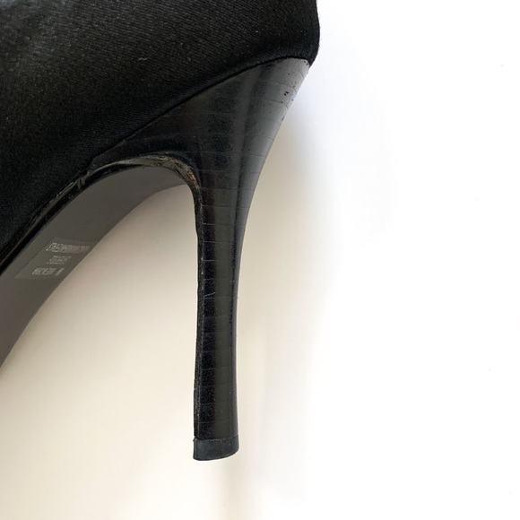 Black Satin Corset Lace-up Heeled Boots Sidezip 8 - Picture 11 of 15